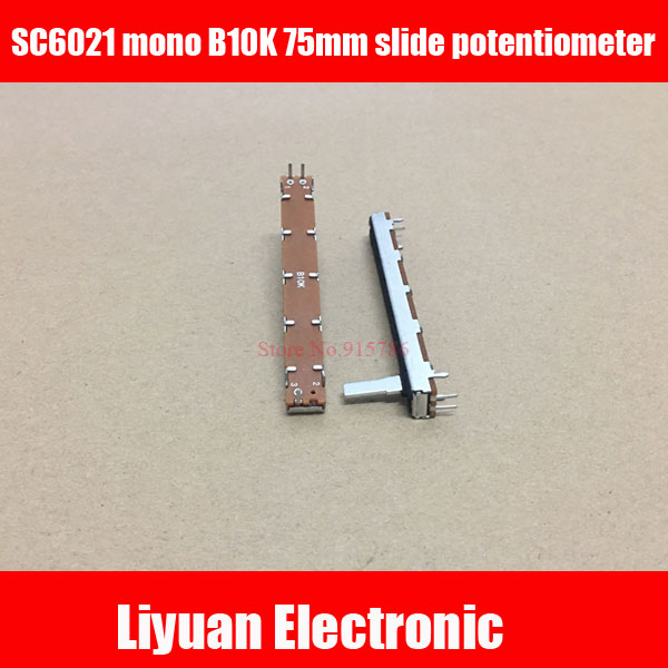 20 stk  sc6021 mono  b10k 75mm skyder push-pull potentiometer dæmpning taiwan mixer fader  b103