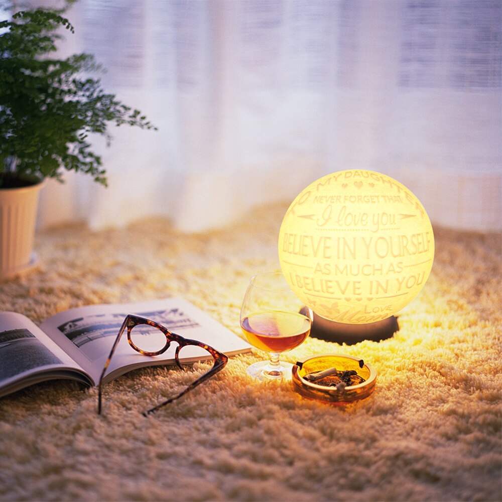 15cm/5.9in Moon Night Light 3D Printed Moon Globe Lamp 2 Colors Glowing Moon Lamp With Stand Dimmable Touch Control USB Charging