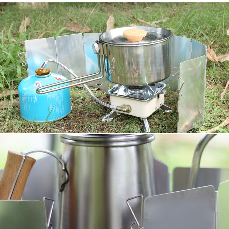 Estufa al aire libre protector contra el viento parabrisas de Camping 9 placas cocinas de Gas plegables deflectores de viento equipo de estufa herramienta de accesorios