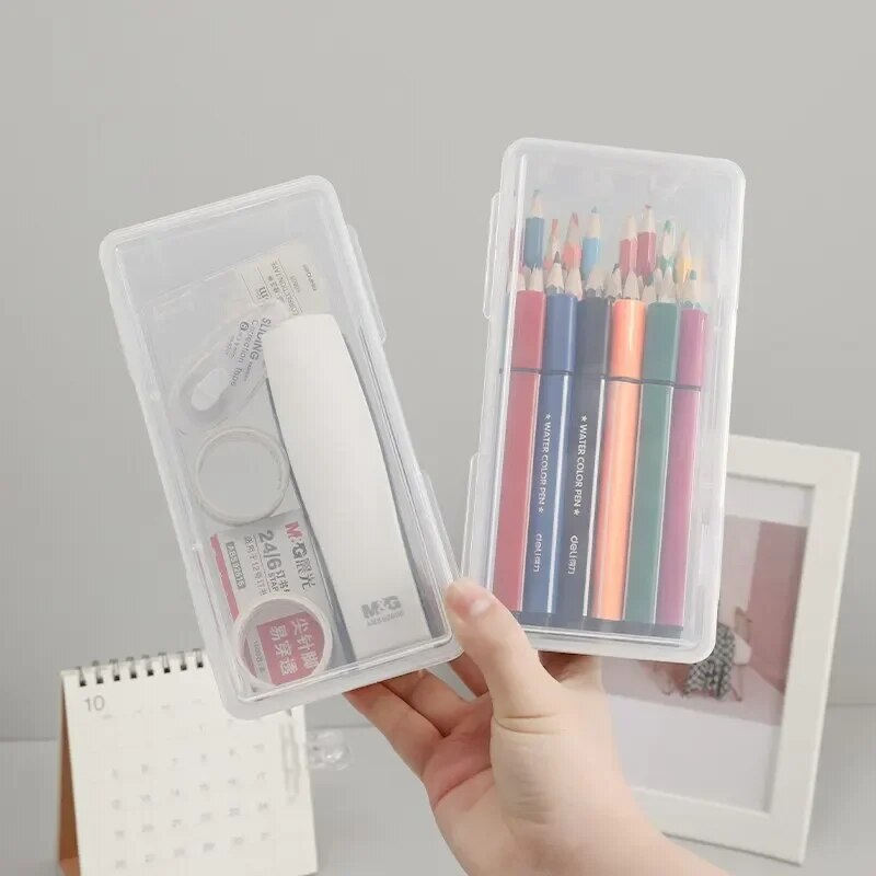 1PC Transparant Etui Schets Plastic Etui Opbergdoos Art Student Etui Grote Capaciteit Toolbox