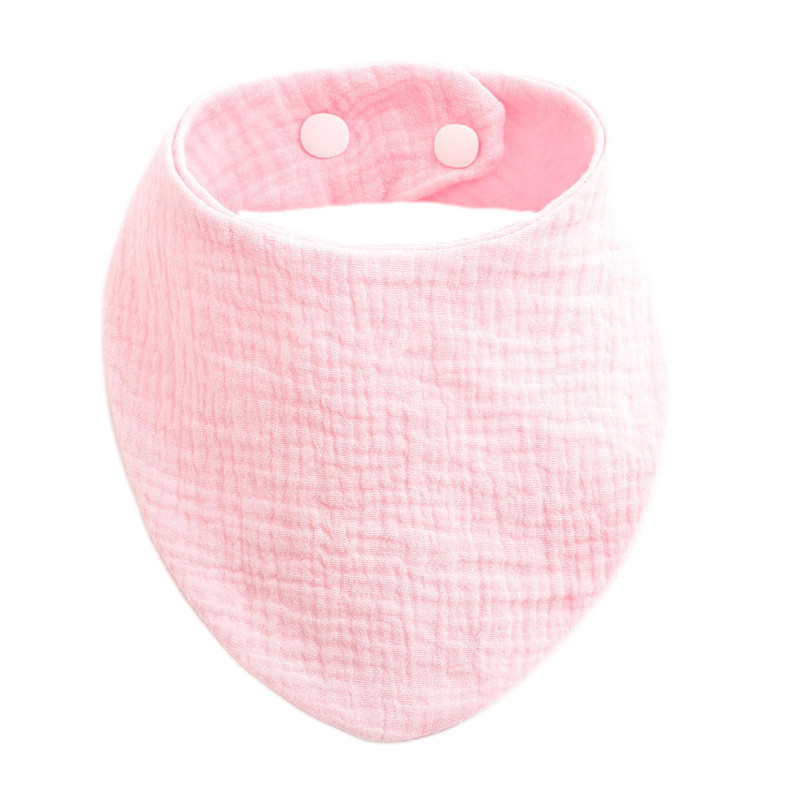 Baby Bibs Infant Soft Cotton Bib Newborn Solid Color Stripe Snap Button Triangle Saliva Towel Boy Girls Feeding Drool Burp Cloth: Light Pink