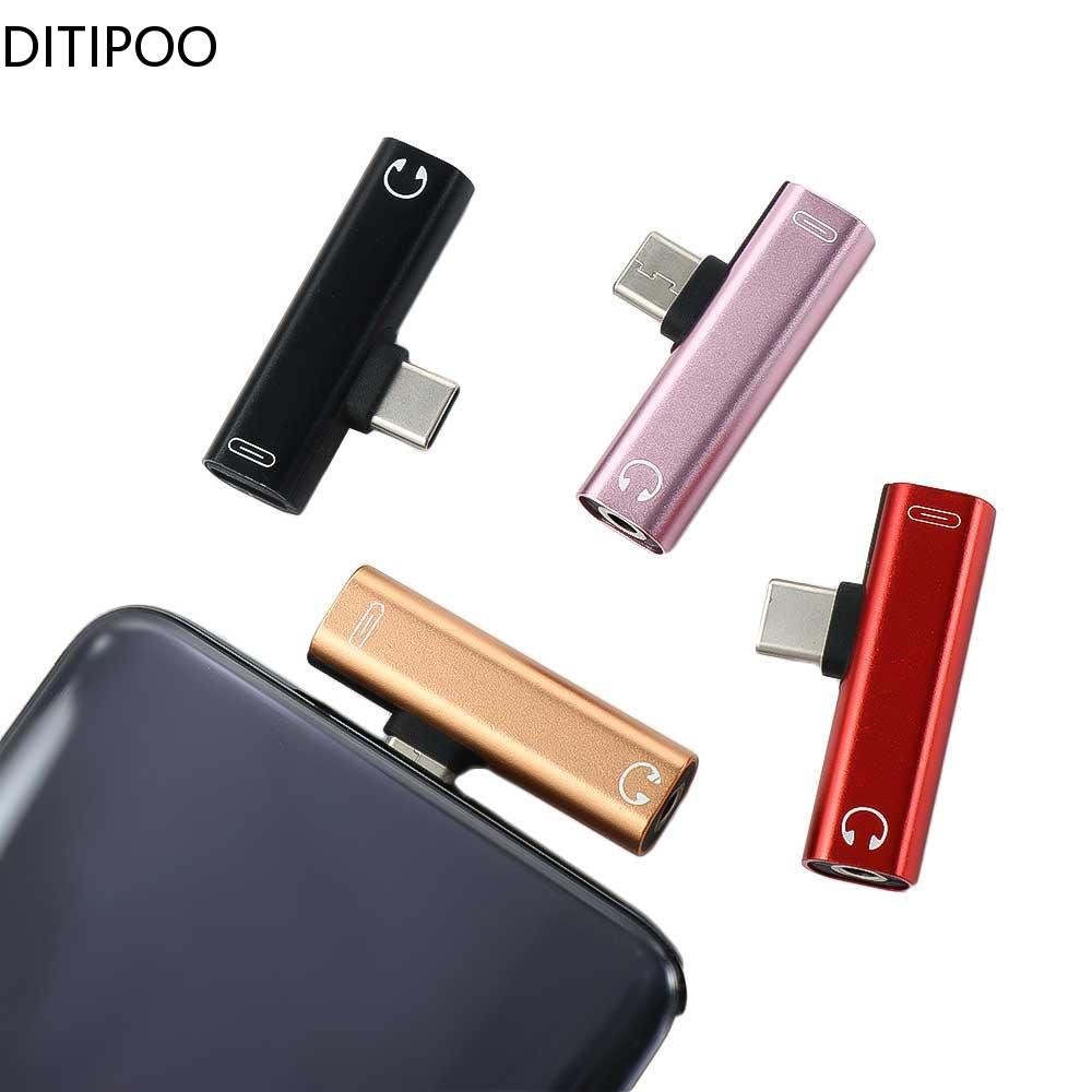 Mini 2 In 1 Usb Type C Adapter 3.5Mm Jack Audio Hoofdtelefoon Adapter USB-C Opladen Adapter Voor Mobiele Telefoon