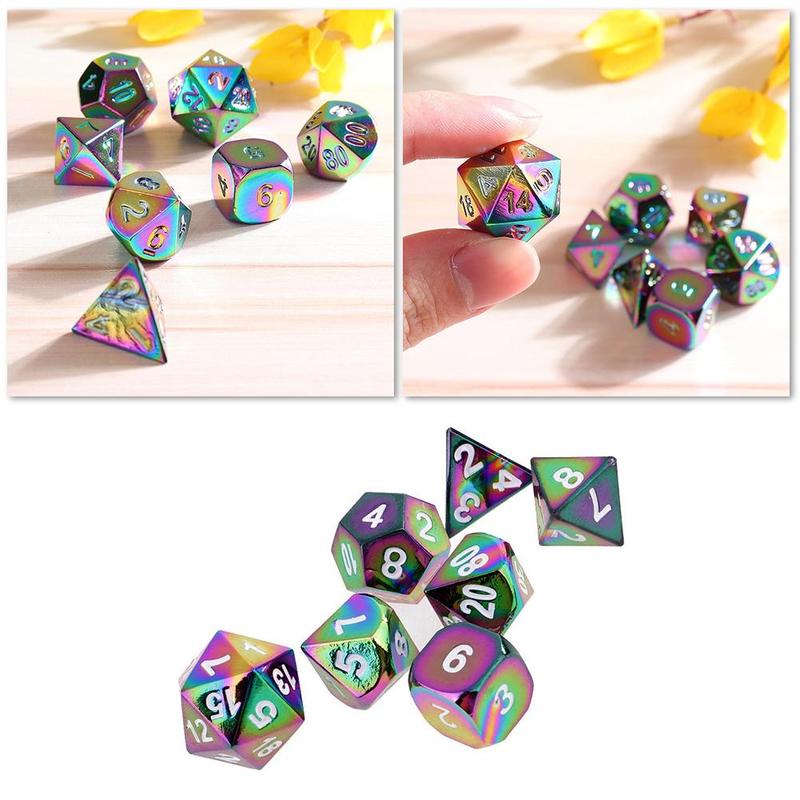 Multi-sided Metal Dice Plating Seven Color Acrylic Board Game Dice Seven Electroplating Plastic Dice