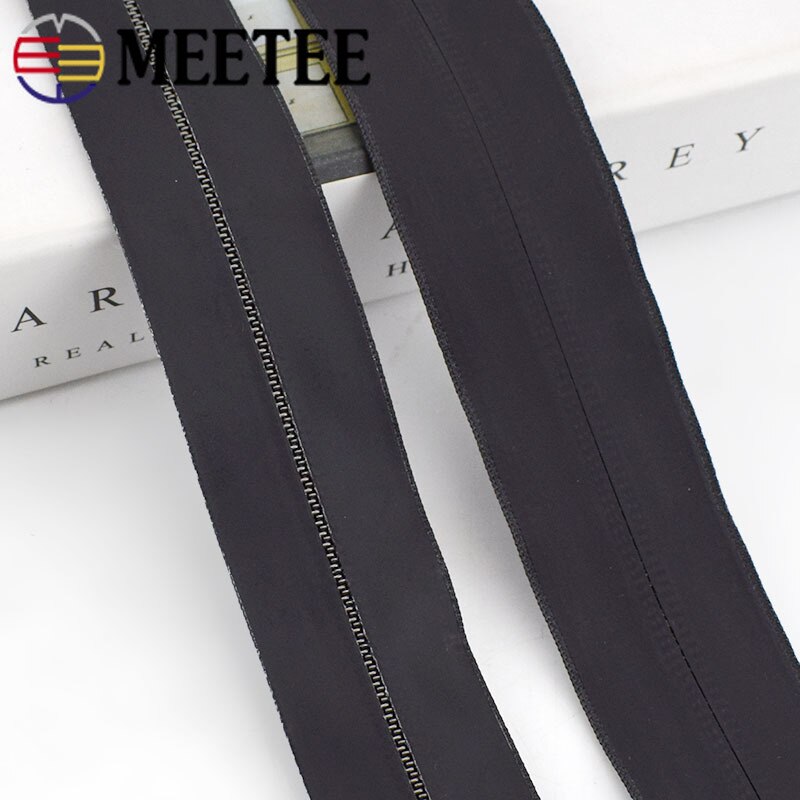 2/4M 3# 5# Waterproof Zippers Black Invisible Nylon Zipper For Sewing Outdoor Jacket Bags Suitcases Coil Zips DIY Accessories