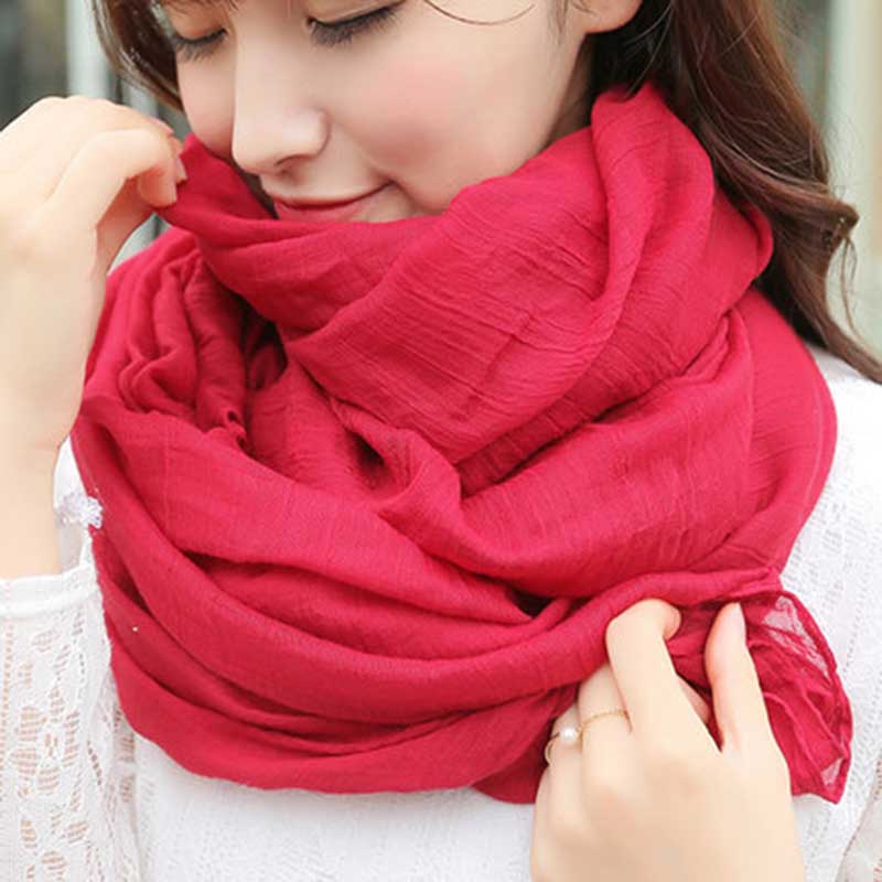 Kvinder tørklæde pashmina cape luksus varm solid linned bomuld efterår vinter kvindelig multi-purpose sjal