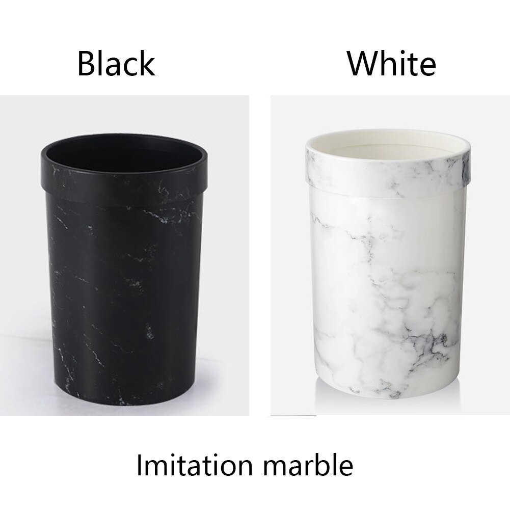 Poubelle à motif de marbre | Poubelle en plastique, bureau, salle de bains, cuisine, poubelle de salon, chambre à coucher, poubelle sans couvercle, Style européen