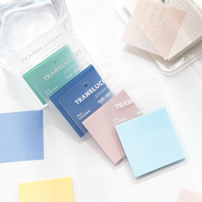 Half Translucent Sticky Notes Colorful Visable Memo Pad School Notepad Waterproof Papeleria 50sheets 5X5cm