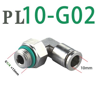 304 stainless steel joint trachea quick coupling 1/8&quot; 1/4&quot; 3/8&quot; 1/2&quot; BSP pneumatic quick coupling elbow male thread G thread: PL10-G02
