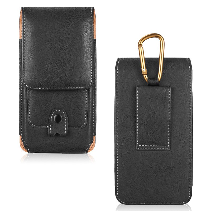 Pochette universelle En Cuir coque de téléphone Pour iphone12 pro 5G XS X 7 8plus taille Sac Magnétique Étui de ceinture Étui Housse redmi note 8pro: 5.5 inch / Black