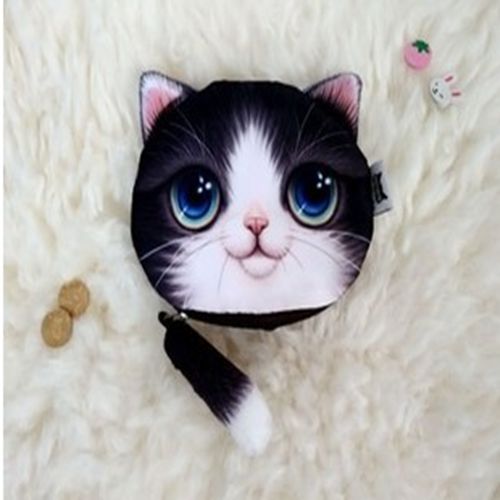 Cute Coin Purses Wallet Ladies 3D Printing Cats Dogs Animal Big Face Change Cute Small Zipper Bag for Women Pouch