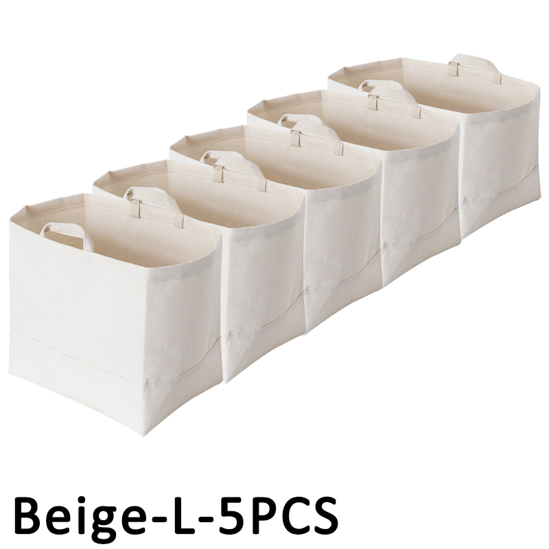 1/3/5PCS Foldable Sundry Storage Basket Canvas Clothes Storage Basket Large Portable Toy Storage Basket White Handheld Organizer