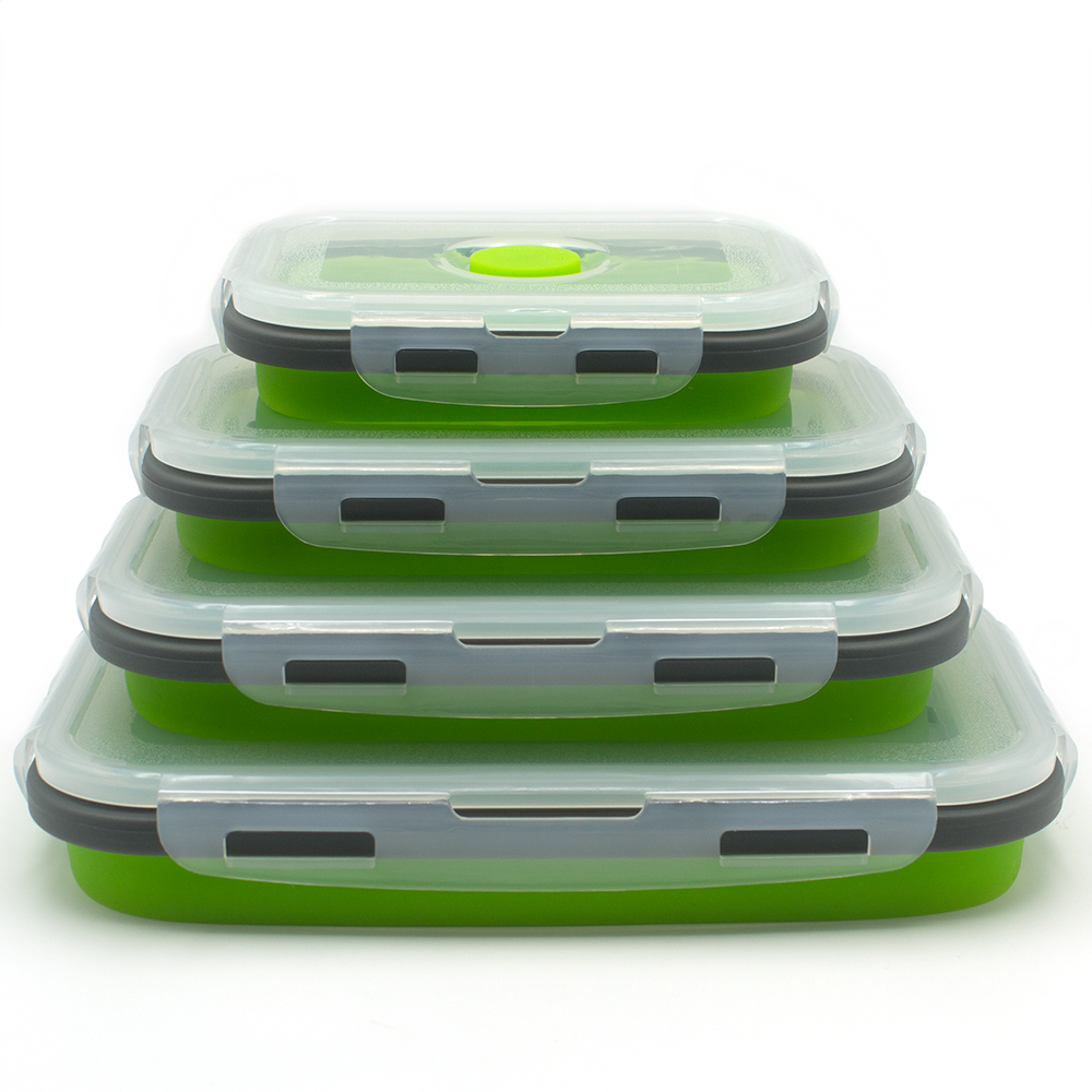 4 stuks Siliconen Vouwen Bento Box Inklapbare Draagbare Lunchbox voor Voedsel Servies Voedsel Container Voedsel Kom Voor Kinderen