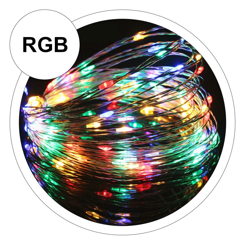 Solar Outdoor Lighting Waterproof 10M/20M Lawn Lamp Outside Street Lights Balcony Garden Decoration Fairy String Lights: RGB / 10M / Solar Power