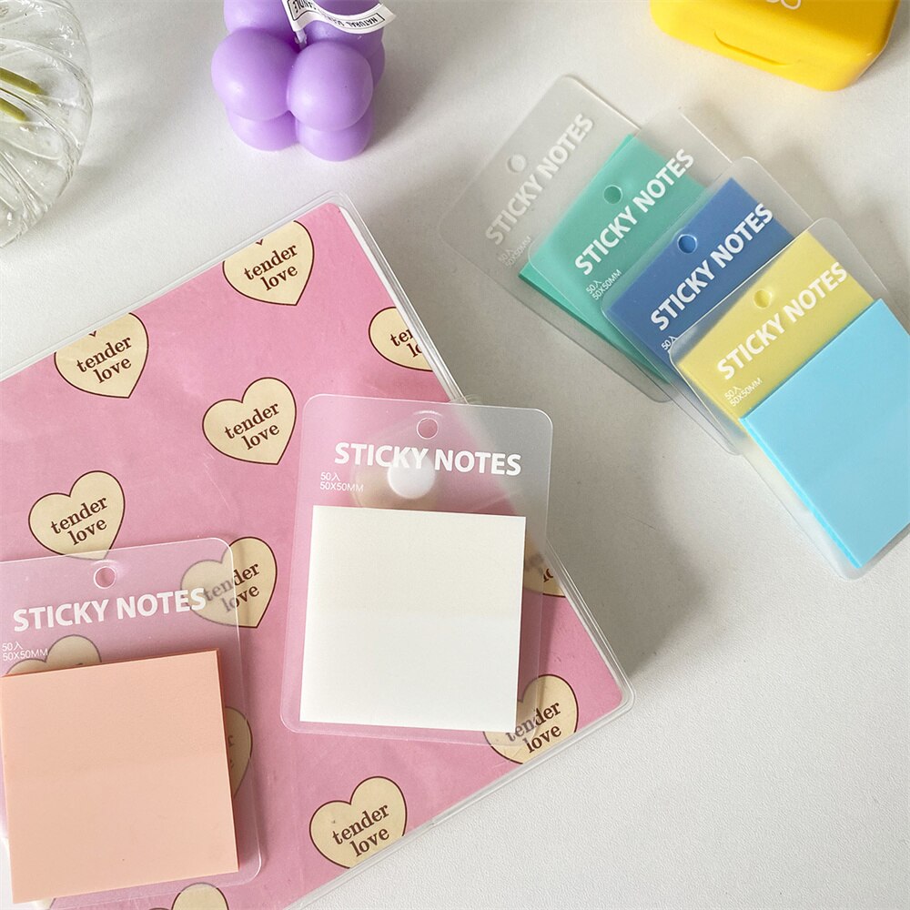 50sheets Translucent Memo Pad Sticky Notes Message Notepad DIY Scrapbooking Decorations To Do List School Office Supplies