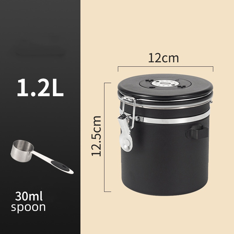 Stainless Steel Coffee Canister Coffee Bean Storage Airtight Containers with Date with Spoon Vent Valve Kitchen Food Storage Jar: Brown