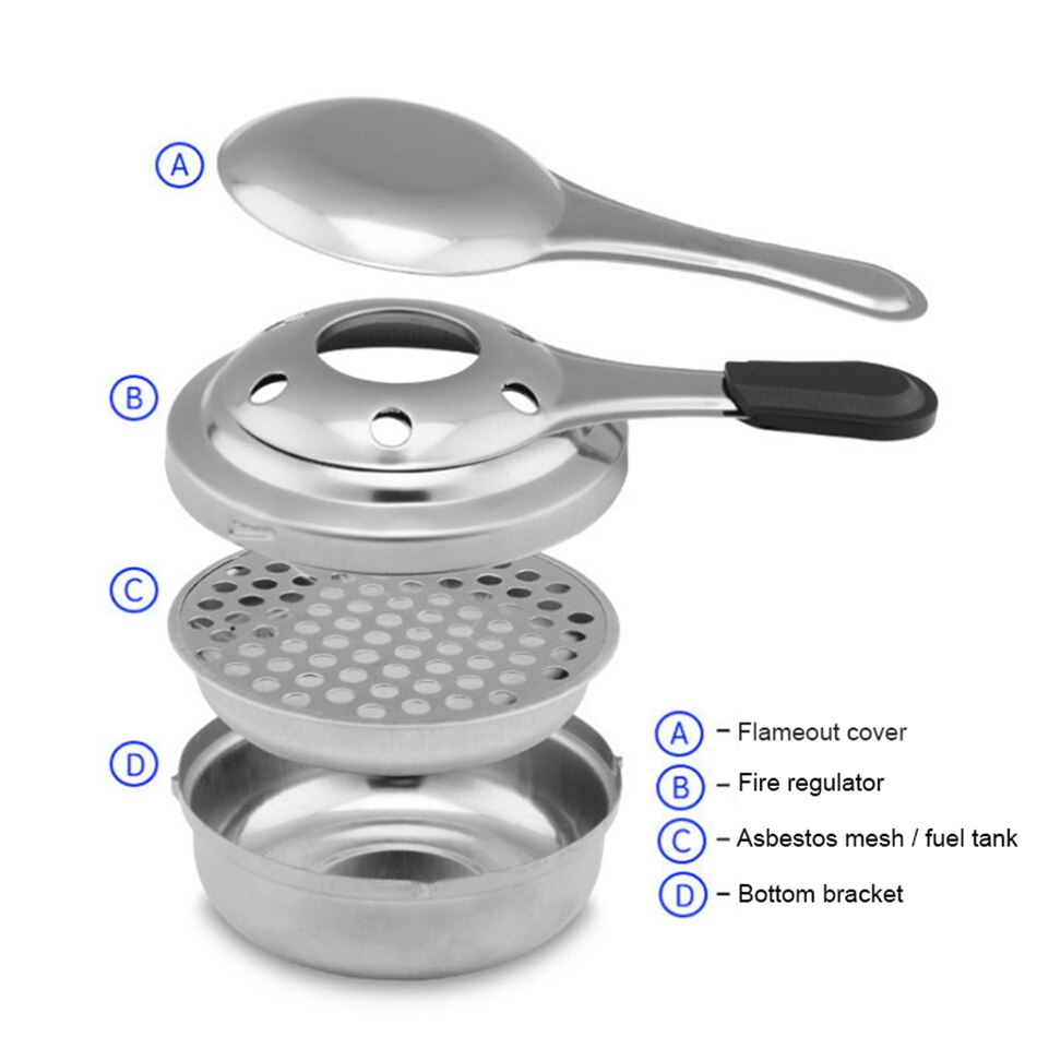 Portable Mini Picnic Stove Camping Outdoor Incinerator Spirit Burner Alcohol Convenient Hiking Alcohol Lamp Stainless Steel Case