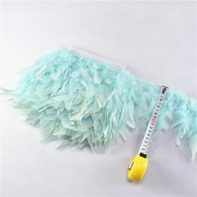 10Meter Mintgroen Mooie Turkije Veren Lint Fringe 4-6Inch Marabou Veren Trimmen Rok Jurk Versieringen party