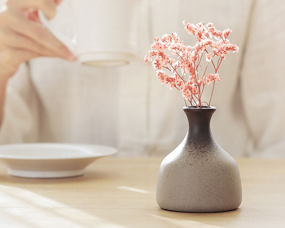 Kleine stenen vaas chinese zen bloemhouder vintage gedroogde bloemen bloem keramische decoratie huis tuin eenvoudige vazen