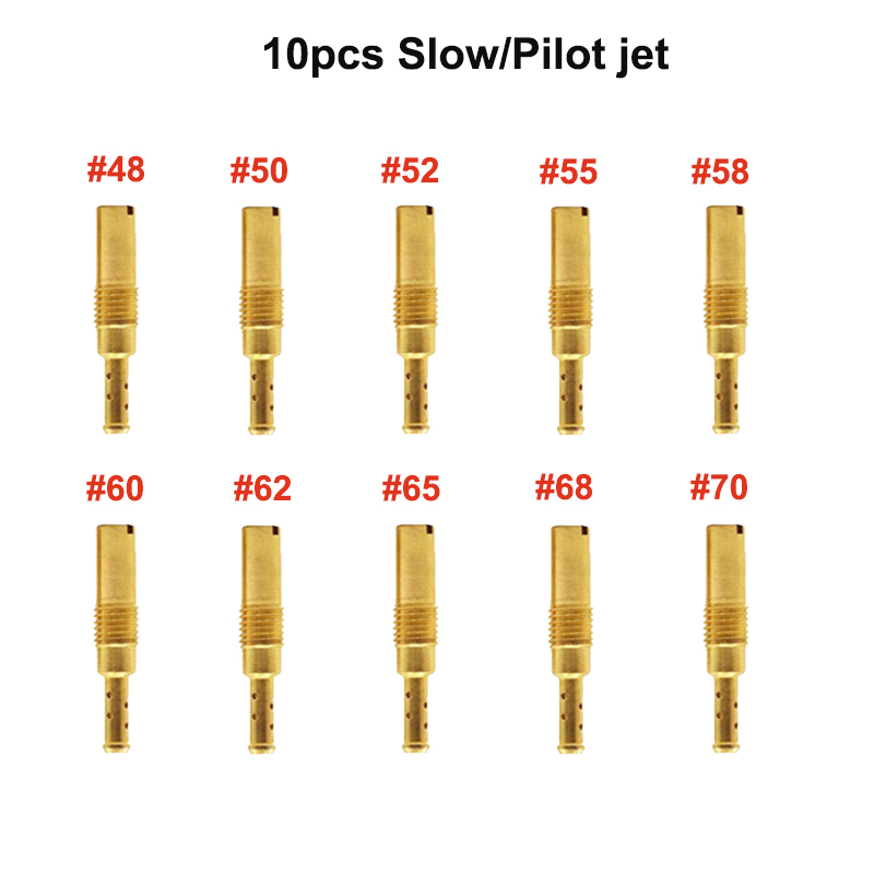 10 pz PWK PWM Jet Moto Carburatore Getti Principali Getti Pilota lento per Keihin OKO CVK NSR KSR carboidrati impostato Iniettore Ugello Carburador: Rosso