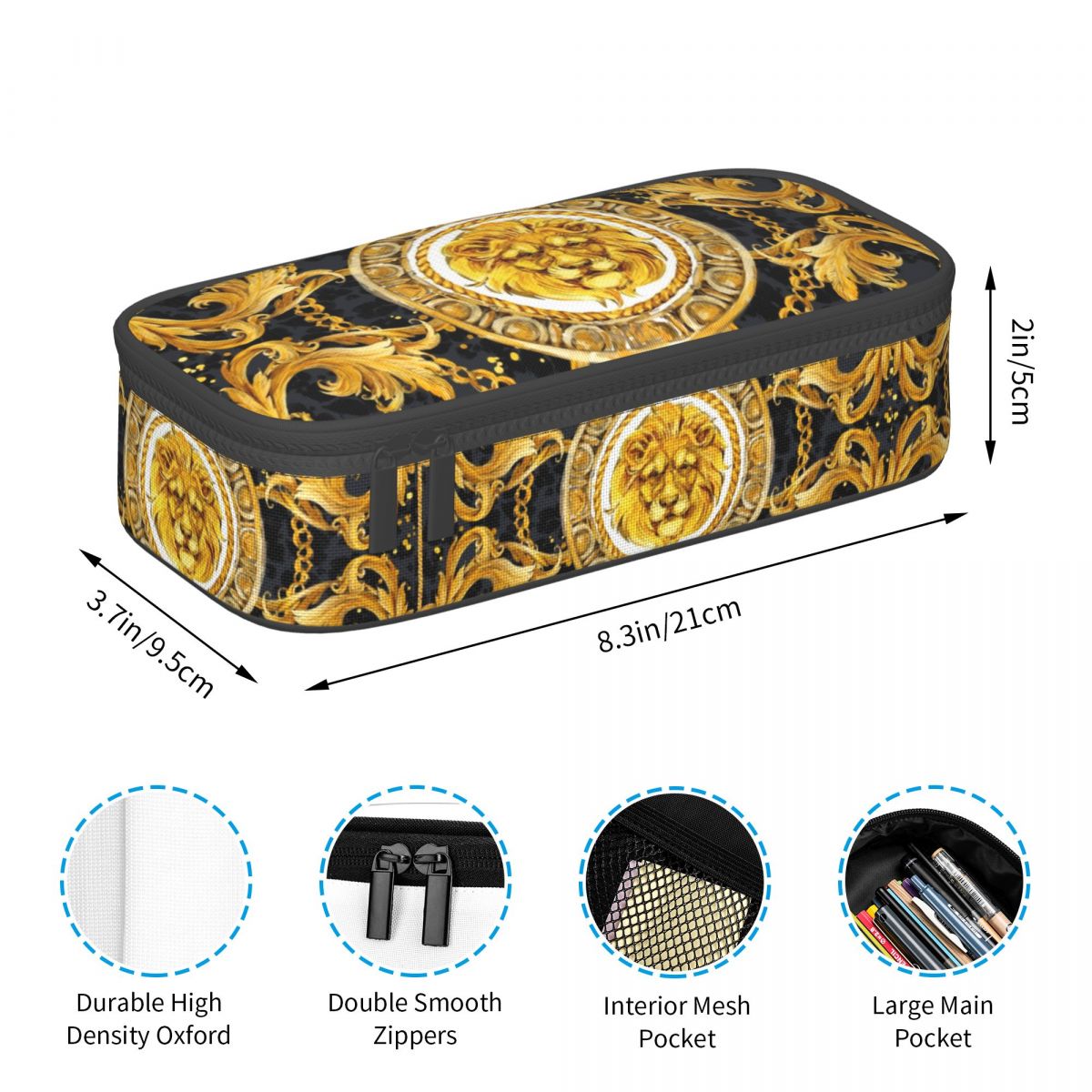 Custom Luxury European Baroque Art Pencil Cases for Girl Boy Large Storage Pen Box Bag Stationery