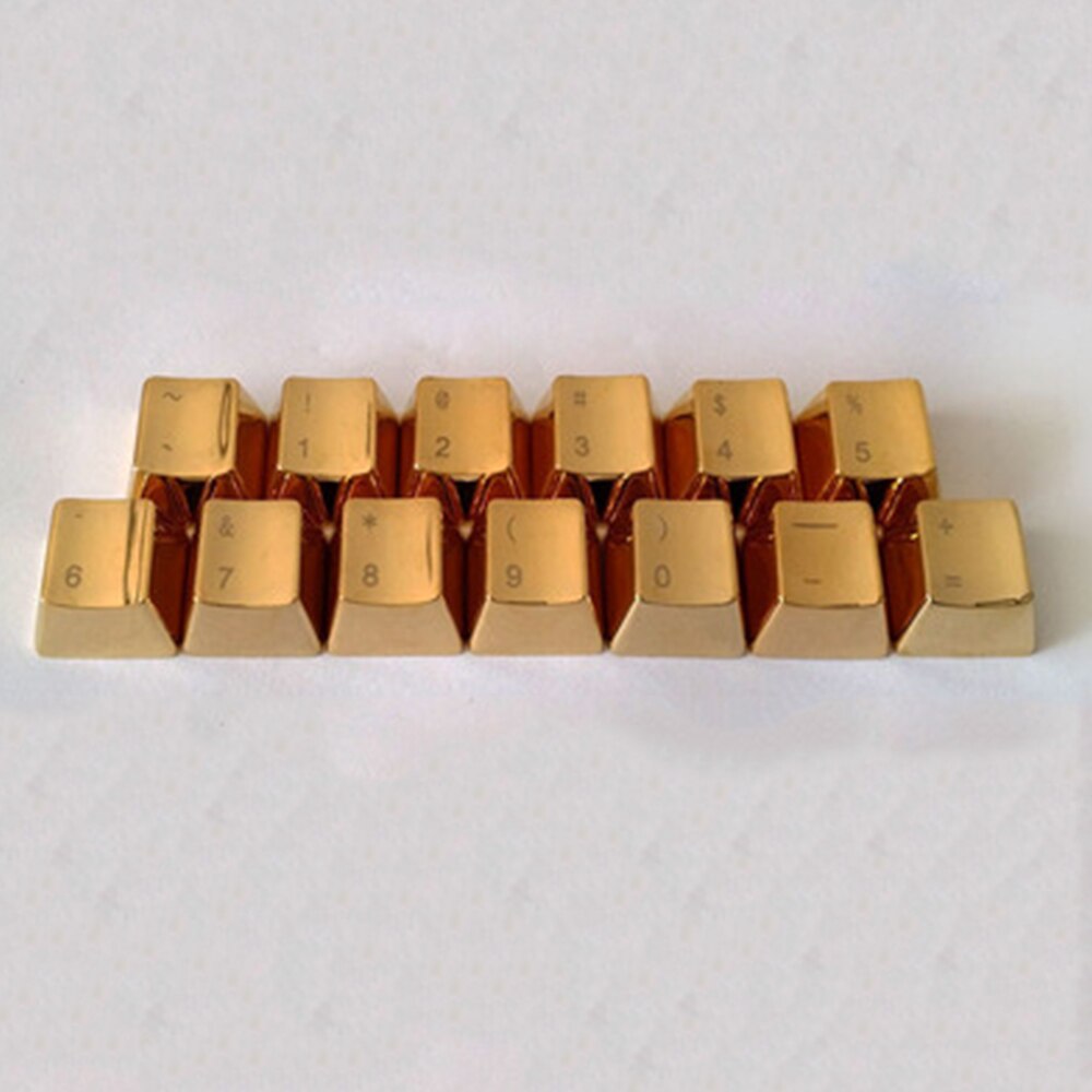 OEM Profil Silver Color Mechanical Keyboard 37 Key Metal Key Caps For Cherry MX Switch Keyboard Zinc Alloy Keycaps: Gold13
