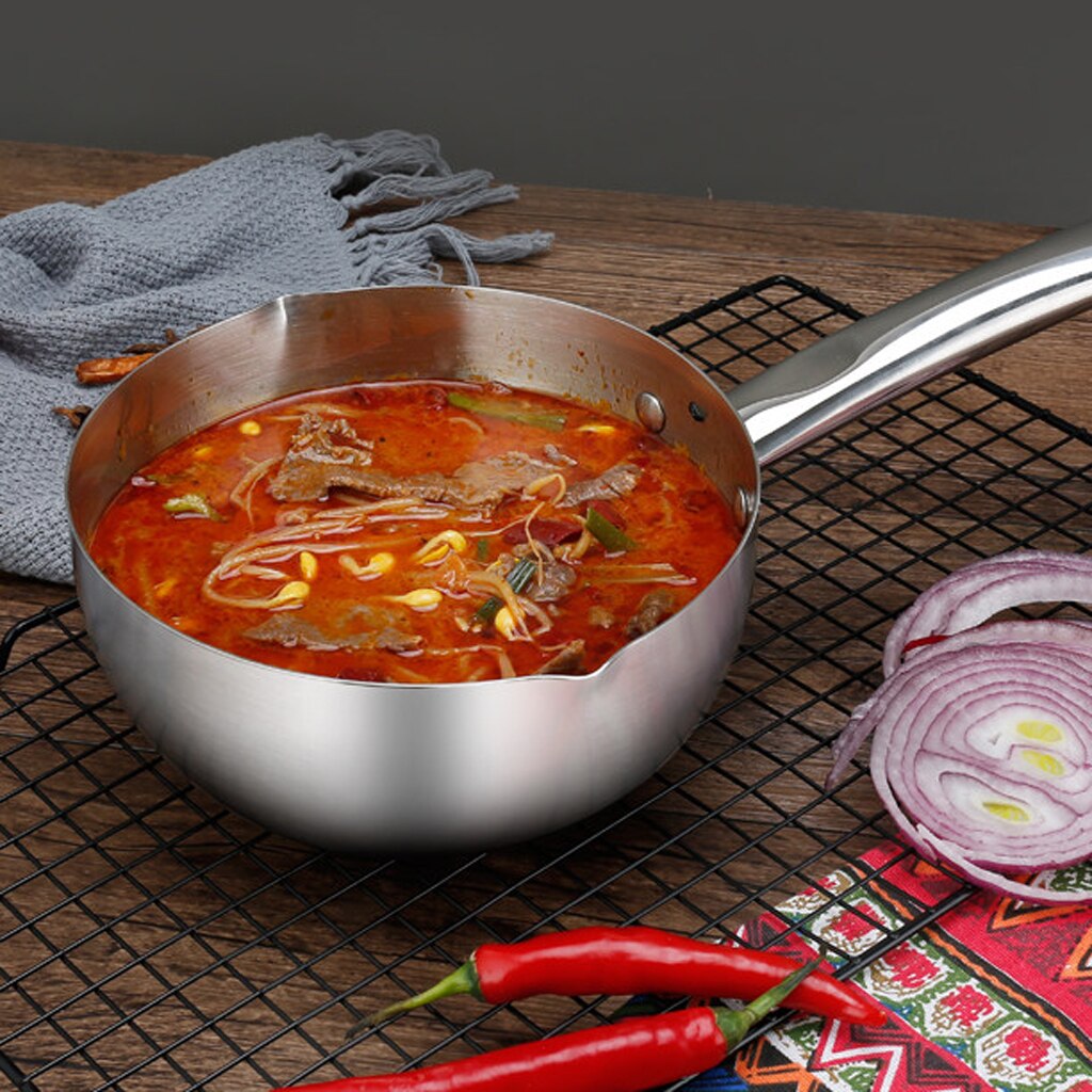 Diameter 18cm/20cm/22cm Nonstick Stainless Steel Saucepan Gravy Mixture Milk Pan with Handle Home Cooking Kitchenware