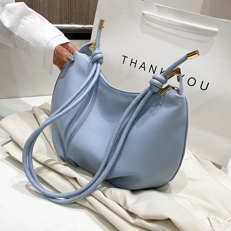 Elegante Vrouwelijke Cloud Tas Zachte Pu Lederen Schoudertas Crossbody Tassen Vrouwen Handtas Ins Geplooide Oksel