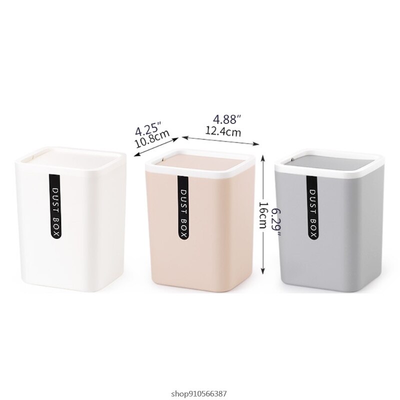 Mini Desktop Trash Can Tabletop Plastic Waste Bin with Lid Countertop Garbage Basket Trashbox Home Office Desk