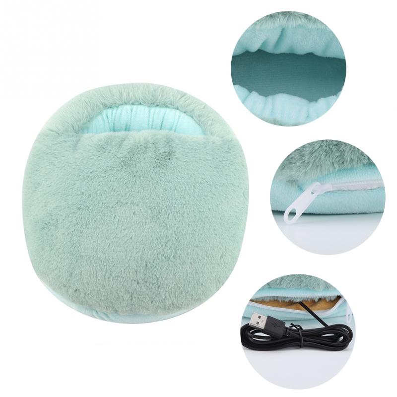 Calentador de pies con almohadilla de calefacción USB, zapatillas de calefacción para invierno y oficina, cojín de calor, calentador de pies eléctrico, zapatos, manta para calentar el invierno: Verde