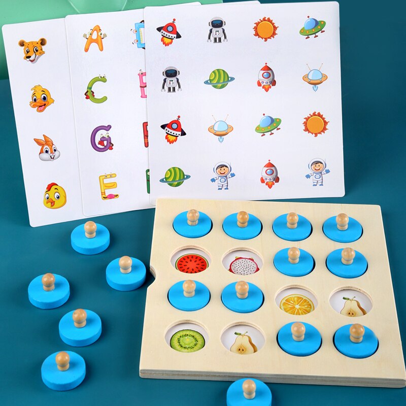 Puzzle pensiero memoria scacchi tavolo da gioco gioco giocattoli bambini Set di apprendimento precoce giocattolo educativo in legno per bambini forniture per la scuola materna