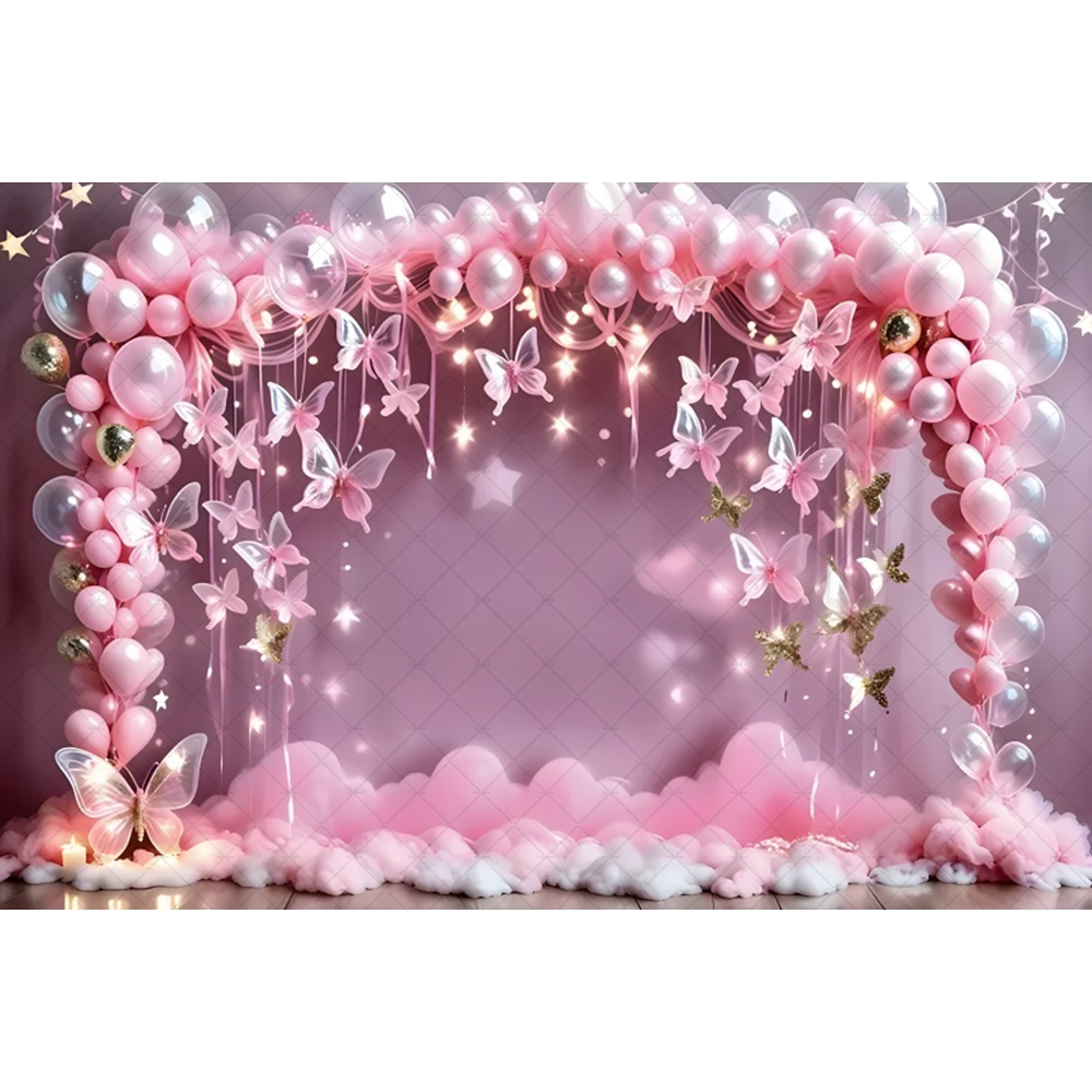 Butterfly Arch Door Balloons Backdrop Baby Shower Happy Birthday Banner Background for Photography Party Decoration Photozone: ROYAL BLUE / 300*500