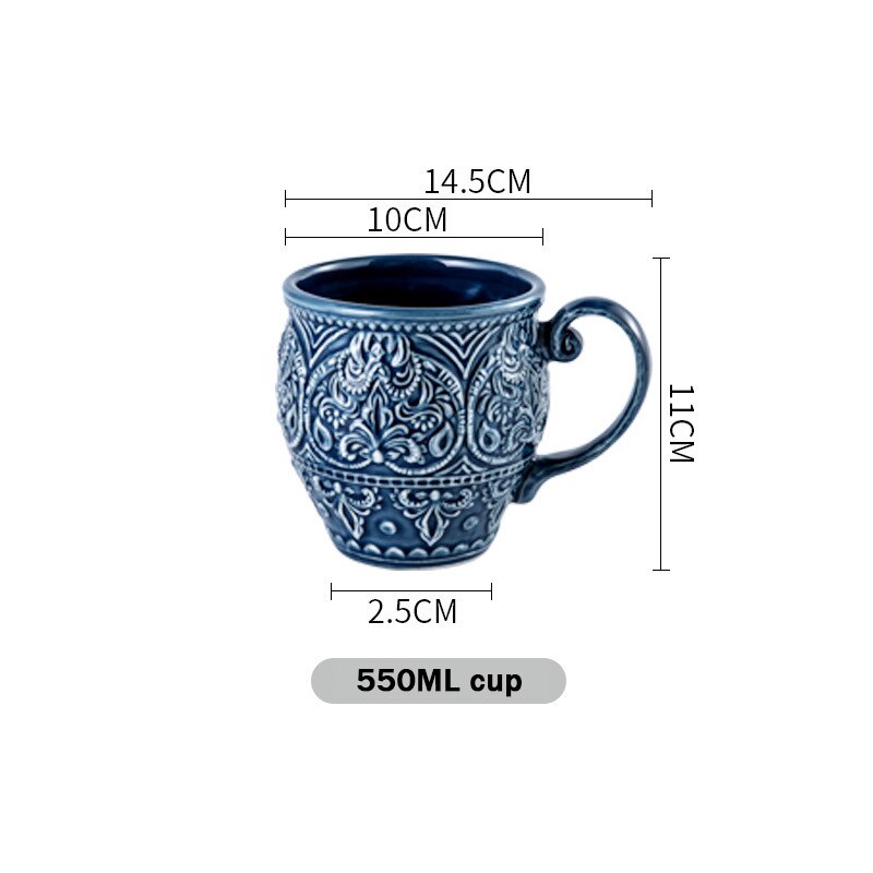 Dinner Set of Ceramic Dishes Full Ceramic Christmas Tableware Plates Ceramics Dishes for Serving Baroque Northern Europe: 550ml cup