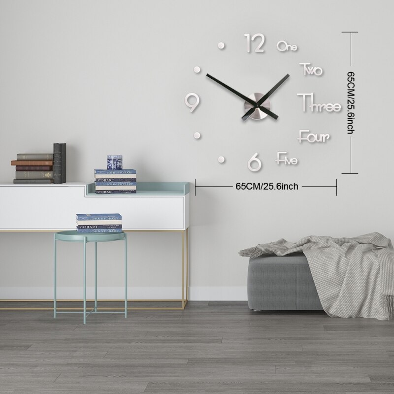 Modern Mini DIY Large Wall Clock Sticker Mute Digital 3D Wall Stickers For Living Room Home Office Decor