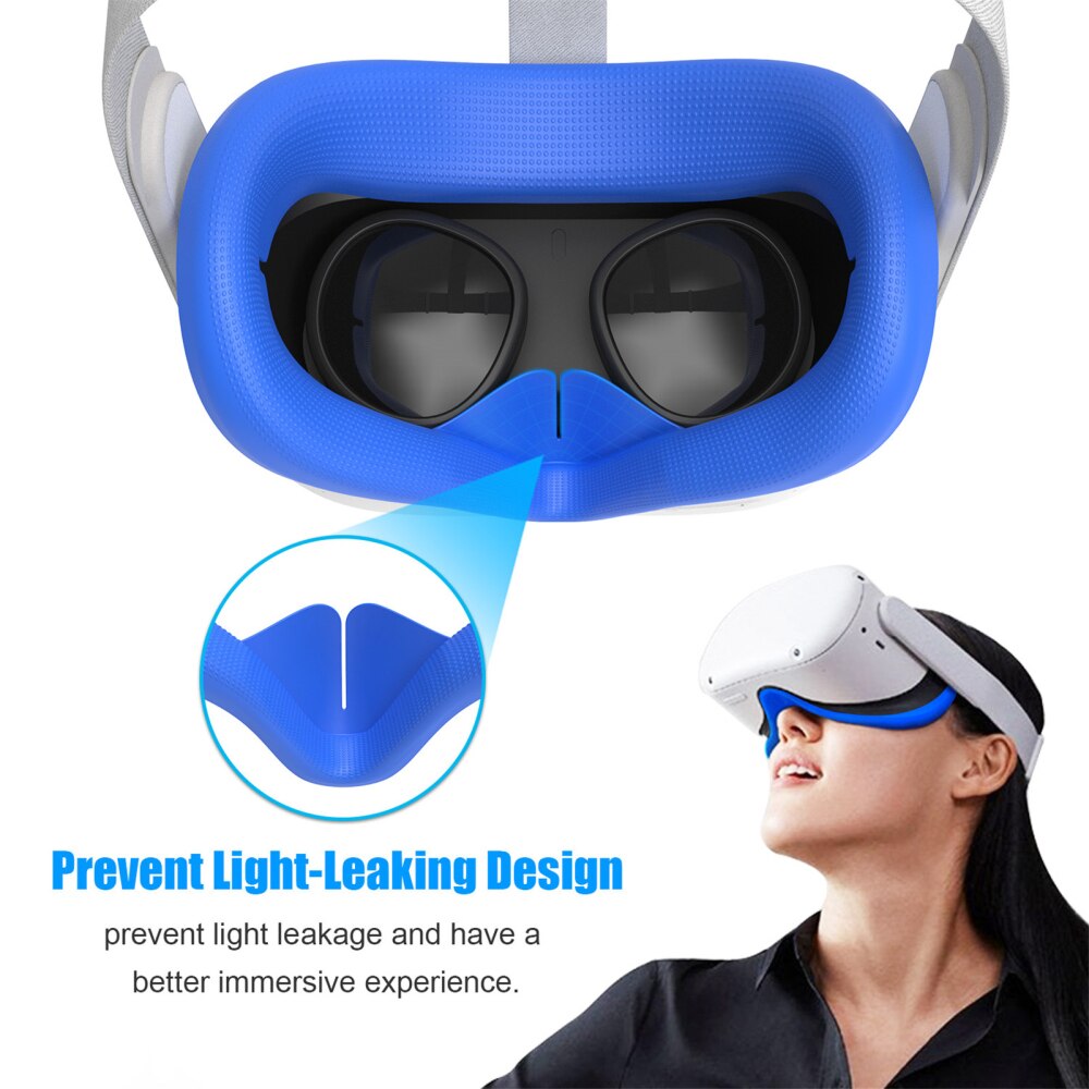 Upgraded Silicone Face Cover for Oculus Quest 2 VRAnti-Sweat Prevent Light Leakage Washable Eye Pad Cap Protective Accessories