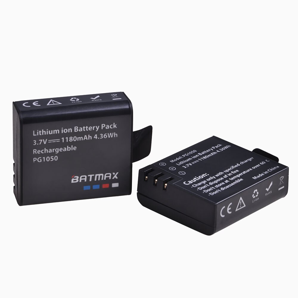 2 stks 1180 mah PG1050 Oplaadbare Li-Ion Batterij akku voor SJCAM SJ4000 SJ5000 SJ6000 SJ8000 EKEN 4 k H8 H9 GIT-LB101 GIT PG900 105
