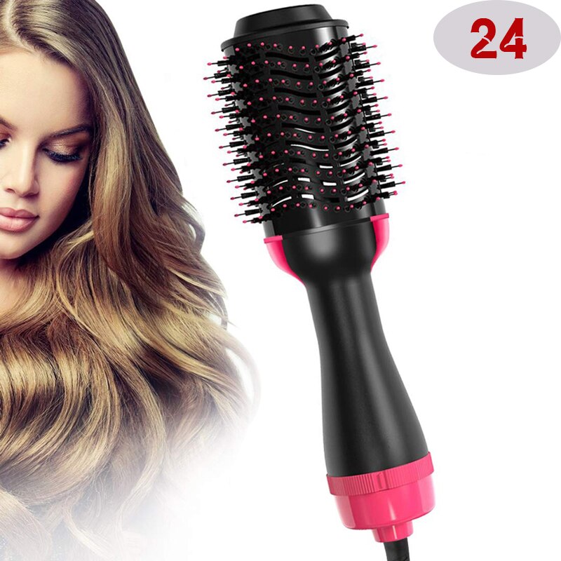 One Step Hair Dryer & Volumizer Salon Air Paddle Styling Brush Negative Ion Generator Hair Straightener Curler
