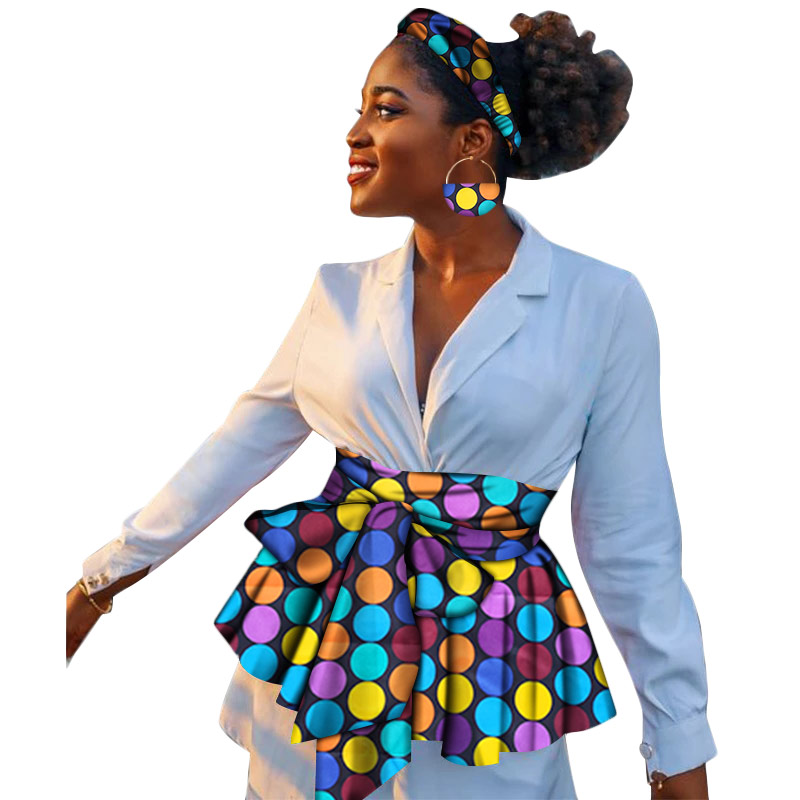 Cinturón de cintura alta de estilo africano para mujer, ropa india, Vintage, flor, línea A, asimétrico: 2