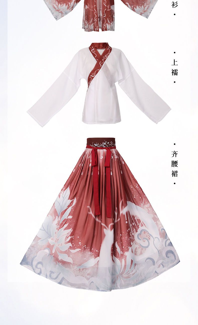 Hanfu original, 3 peças, traje chinês antigo, roupas femininas, trajes de dança tradicional hanfu, vestido de fada folclórica para formatura