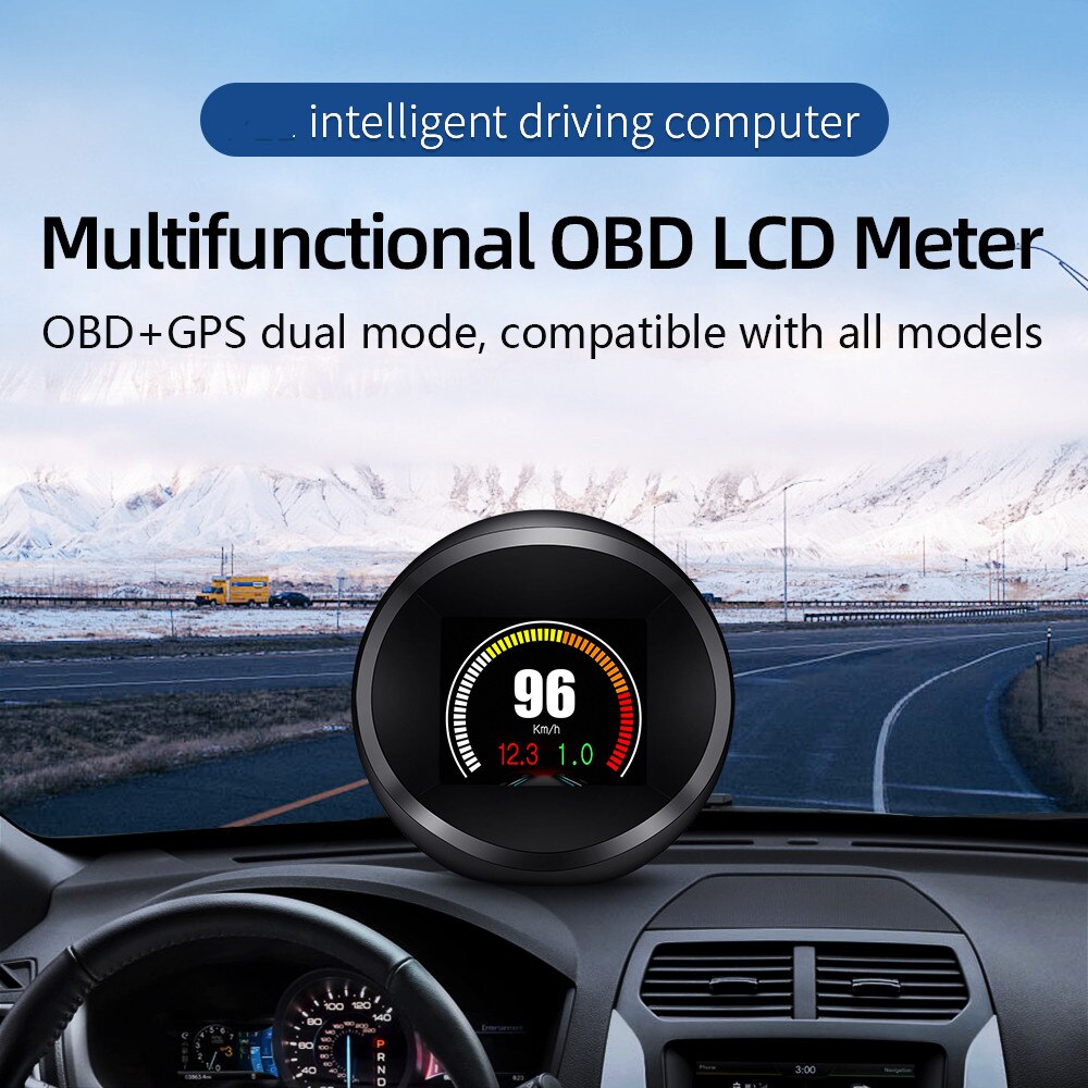 Universal, obd 2+ gps, dual system hud indbygget computer rpm turbotryk olie temp kørselstest klar fejlkode