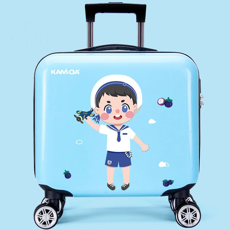 Child Boarding Trolley 16 inch Cartoon Suitcase Large Capacity Luggage Universal Wheel Student Suitcase Hanimom: Flying boy