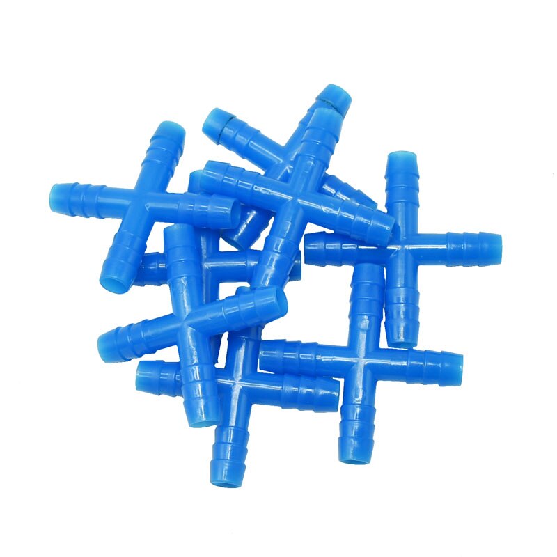 8mm Cross water Connector Drinking fountain For rabbits 4-way Connector water splitter garden hose irrigation Fittings 20 Pcs