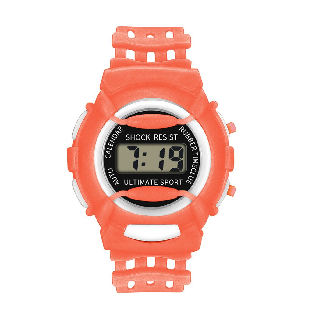 Kinderen Kijken Jongens Meisjes Led Digitale Sport Horloges Waterdichte Plastic Kids Alarm Datum Casual Horloge Selecteren Voor Kids: Orange 