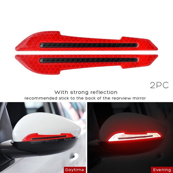 Pegatinas reflectantes para coche, cinta de advertencia para evitar colisiones, pegatina protectora sin huellas, espejo retrovisor: red