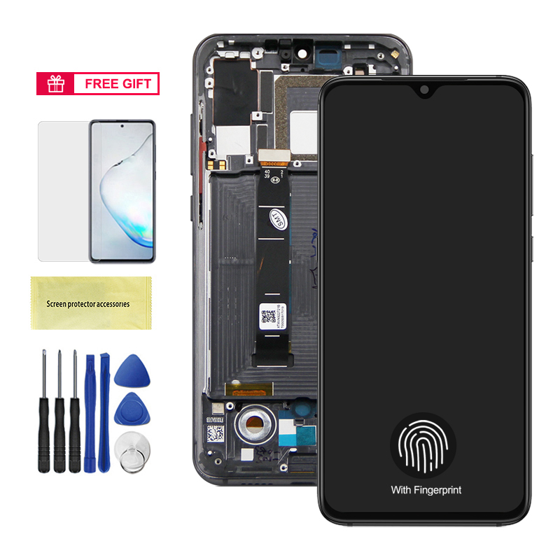 AMOLED For Xiaomi Mi 9 Mi9 LCD Display Touch Screen Digitizer Assembly With Frame For Xiaomi Mi9 M1902F1G Screen Replacement: green