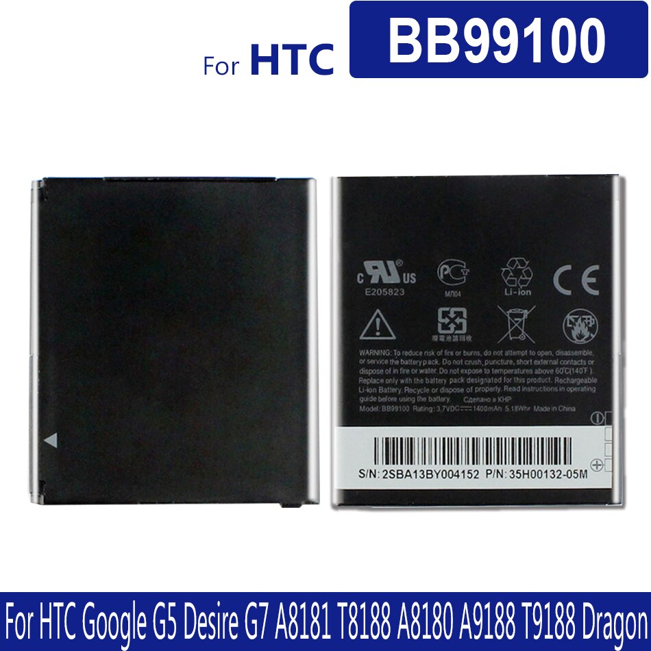 1400 Mah BB99100 Batterij Voor Htc Google G5 G7 Nexus One Dragon Desire T9188 A8181 Supply Tracking Nummer