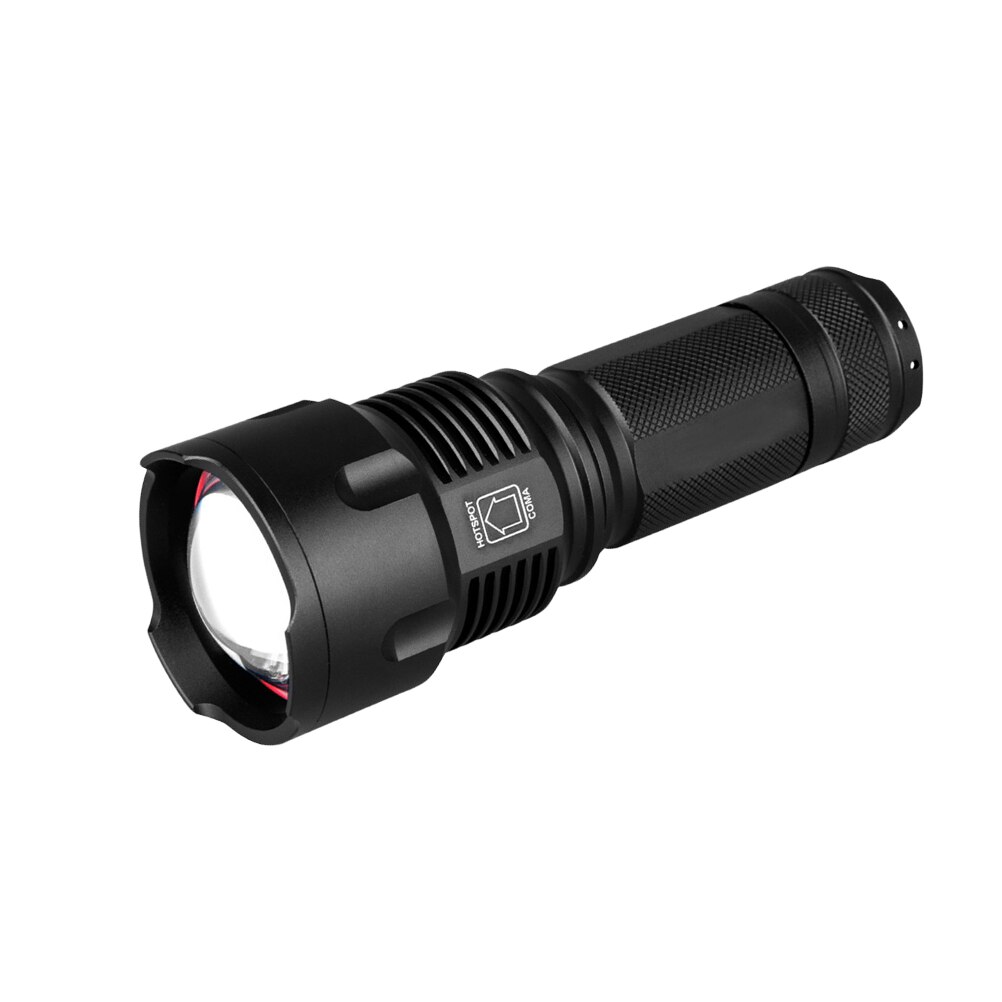 USB Rechargeable Zoom LED Torchlight Strong Light Outdoor Flashlight without Battery (Black)
