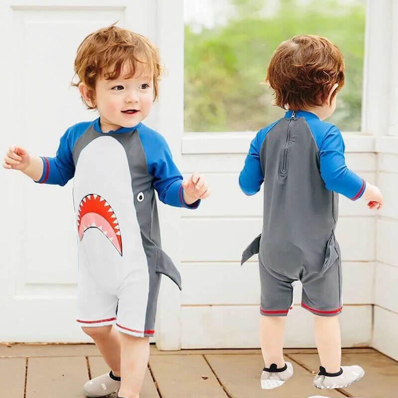 Kinderen Zwemmen Pak Zomer Jongens Badmode Lange Mouw Peuter Badpakken Uv-bescherming Baby Badpak Voor 2-7 Jaar outfits