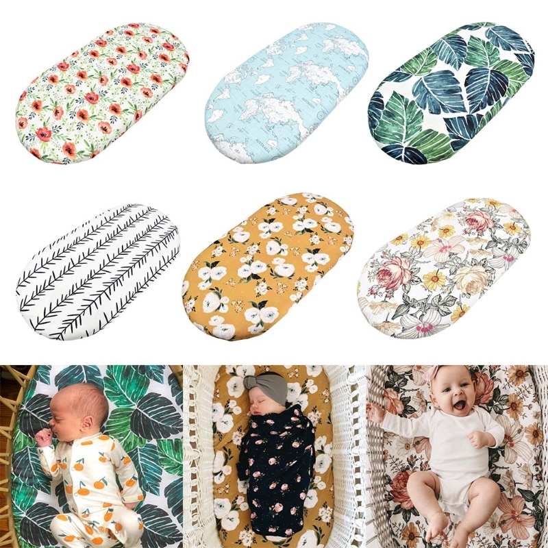 1 Pc Baby Mozes Mand Vel Afdrukken Mini Cradle Beddengoed Protector Wieg Zorg Veranderende Tafel Pad Matras Verwijderbare Cover