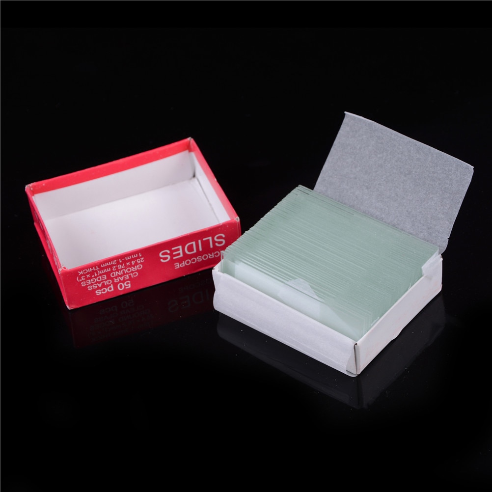 50pcs/lot Prepared Glass Microscope Slides Educational Specimen with Chinese English Label for School and Lab Biological