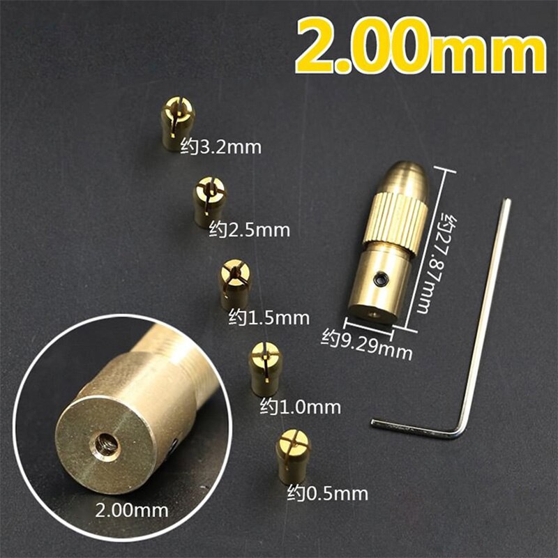 7Pcs 0.5-3Mm Mini Boor Klauwplaten Adapter Spantangen Quick Chuck Voor Mini Gereedschappen Koperen Boor Map Koper cap Axis Boor Spantang Gereedschap: 2 mm